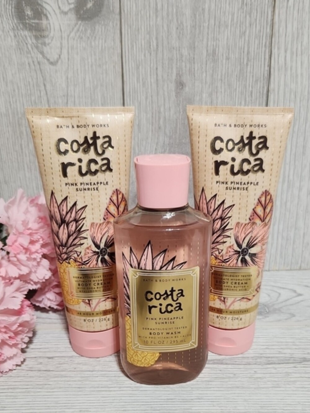 Bath & Body Works Costa Rica Pink Pineapple Sunrise 3pc Set